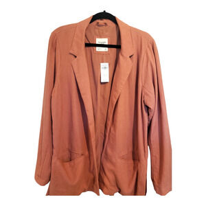 Abercrombie & Fitch Linen Blend Oversized Jacket Blazer Rose Pink XL Salmon NWT